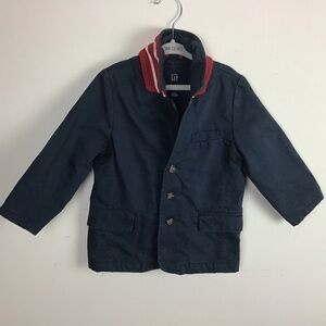 💥💥Old Navy 2005 canvas navy blue blazer with contrasting collar trim.size 3T.